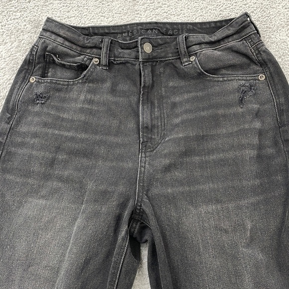 American Eagle Jeans Womens 8 Mom Straight High Rise Distressed Holes Zip Fly - Picture 3 of 16